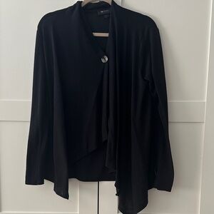 AB Studio Elegant Black Lightweight Open Sweater